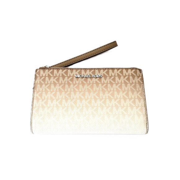 Michael Kors Jet Set Travel Large Double Zip Wristlet Clutch Husk MK Logo Ombre - Picture 4 of 7